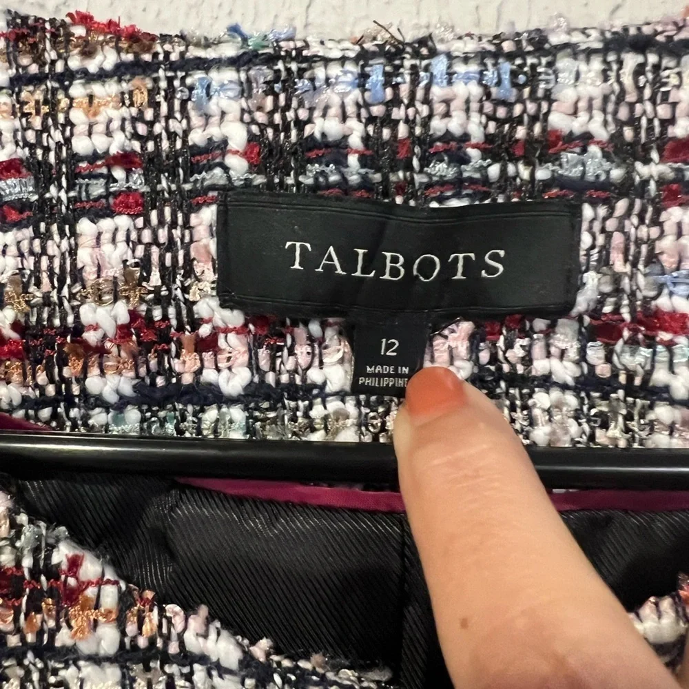 Talbots Multicolor Adele Tweed Jacket Blazer Career Work size 12